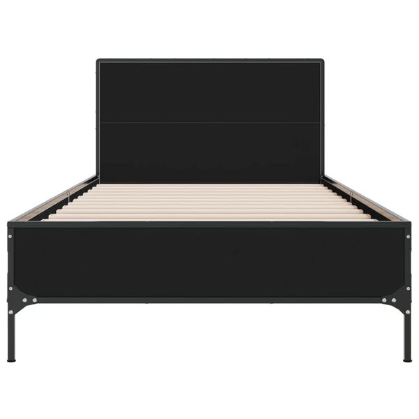 vidaXL Πλαίσιο Κρεβατιού Μαύρο 90 x 200 εκ. Επεξ. Ξύλο & Μέταλλο