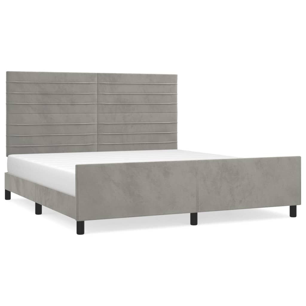 vidaXL Πλαίσιο Κρεβατιού με Κεφαλάρι Αν. Γκρι 180x200 εκ. Βελούδινο