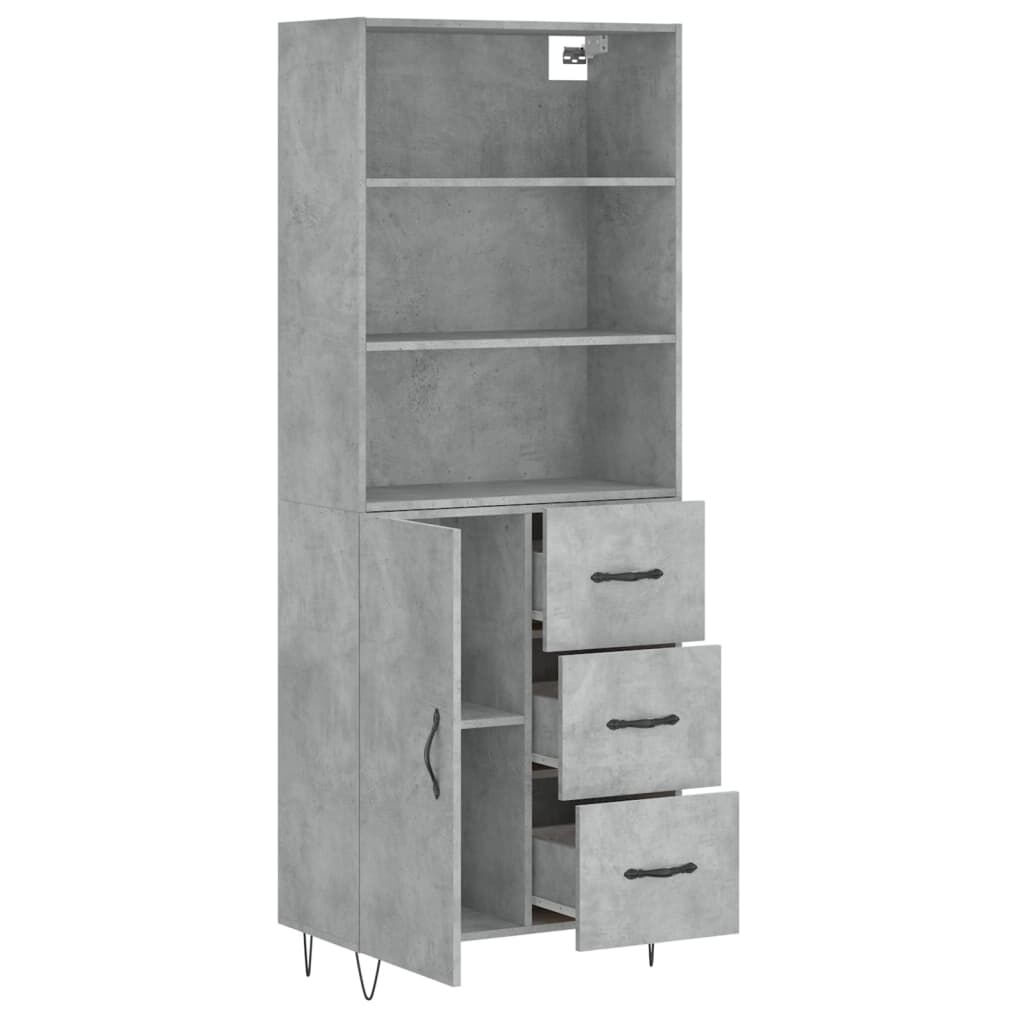vidaXL Ντουλάπι Γκρι Σκυροδέματος 69,5x34x180 εκ. Επεξεργασμένο Ξύλο