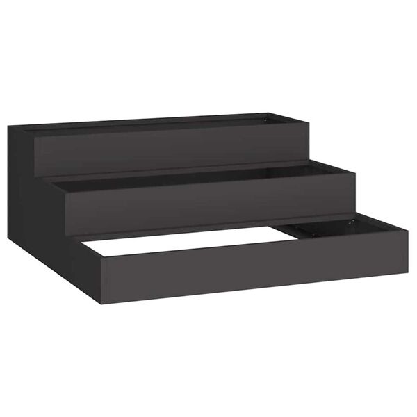 vidaXL Γλάστρα Κήπου Μαύρο 90 x 90 x 35 εκ Ατσάλι
