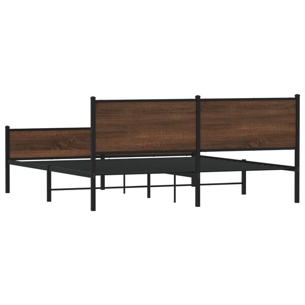 vidaXL Σκελετός Κρεβ. Χωρίς Στρώμα Καφέ Δρυς 180x200 εκ. Μεταλλικό