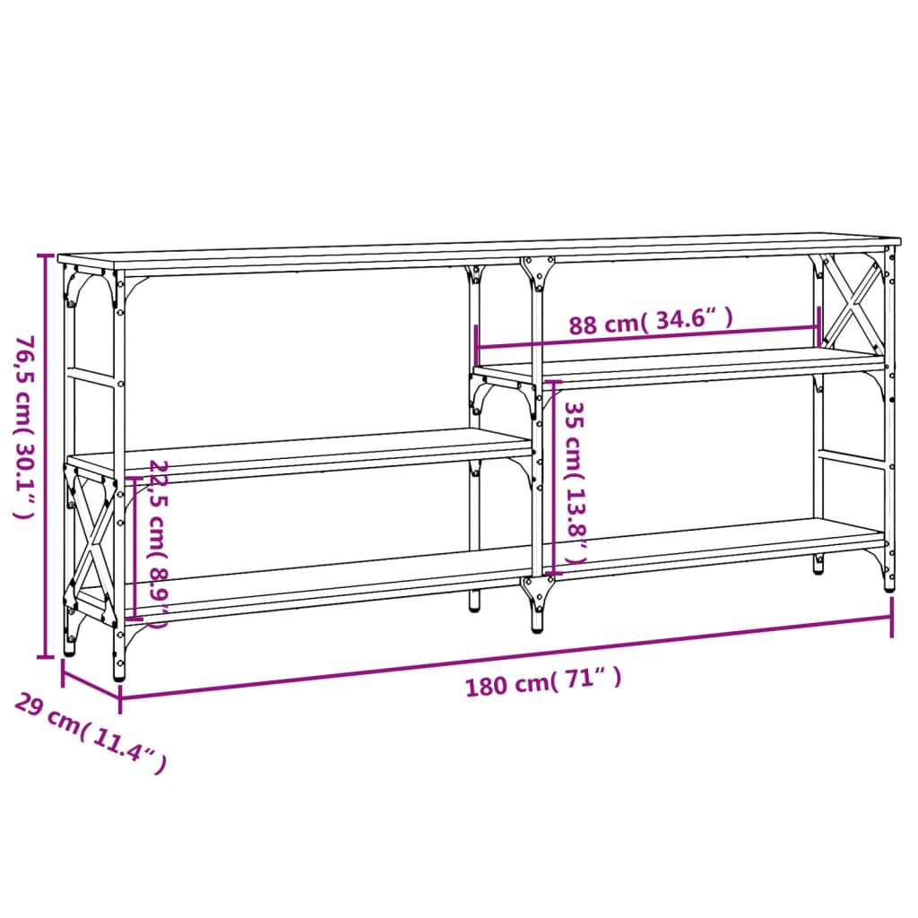 vidaXL Τραπέζι Κονσόλα Μαύρο 180x29x76,5 εκ. Επεξεργασμένο Ξύλο