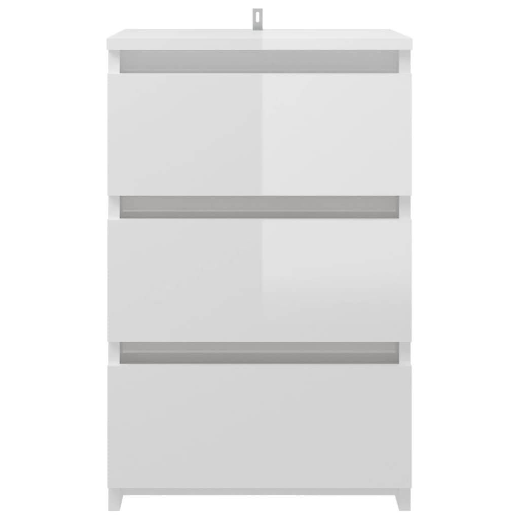 vidaXL Κομοδίνo Γυαλιστερό Λευκό 40 x 35 x 62,5 εκ. από Επεξ. Ξύλο