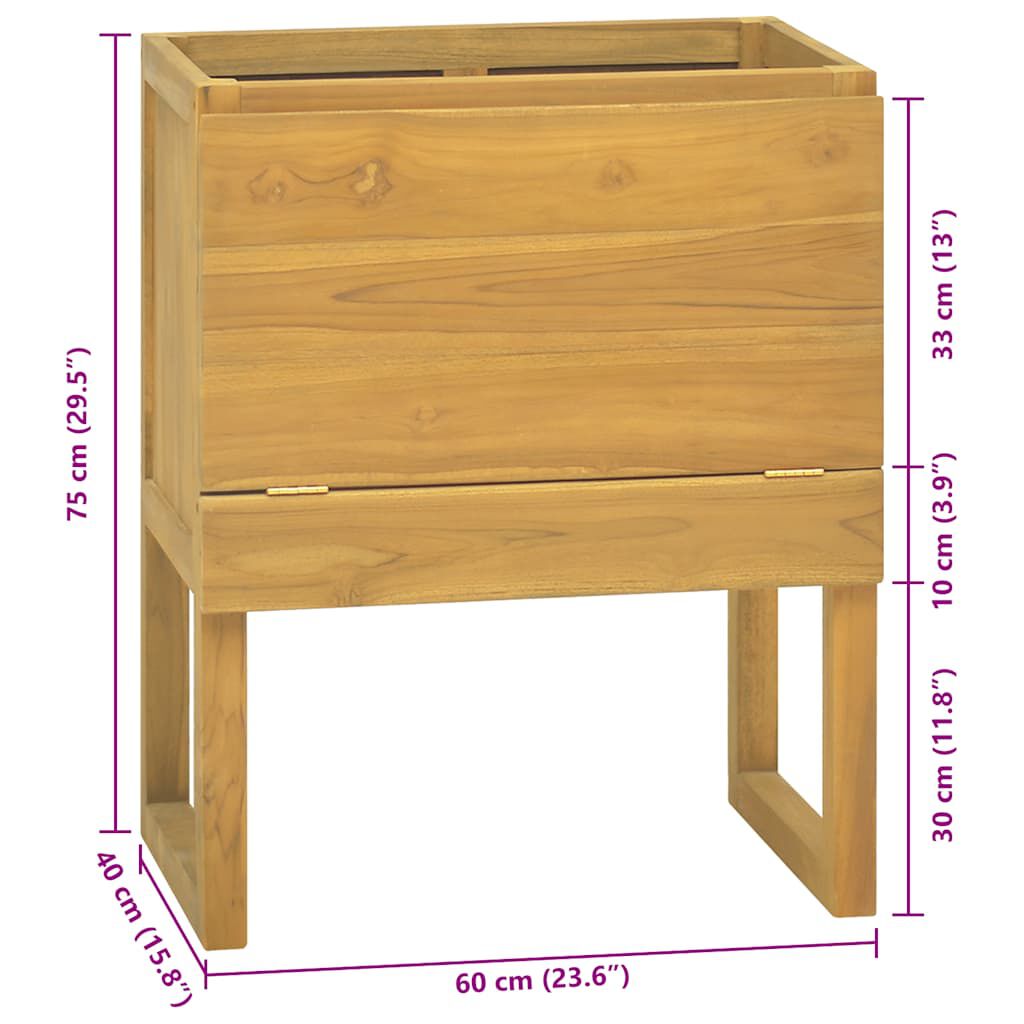 vidaXL Έπιπλο Μπάνιου 60 x 40 x 75 εκ. από Μασίφ Ξύλο Teak