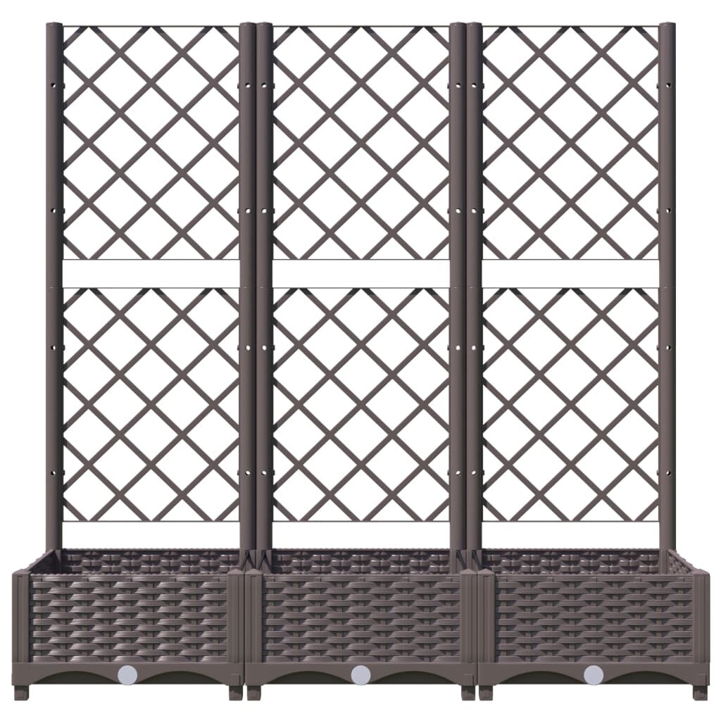 vidaXL Ζαρντινιέρα Κήπου με Καφασωτό Καφέ 120 x 40 x 121,5 εκ. από PP