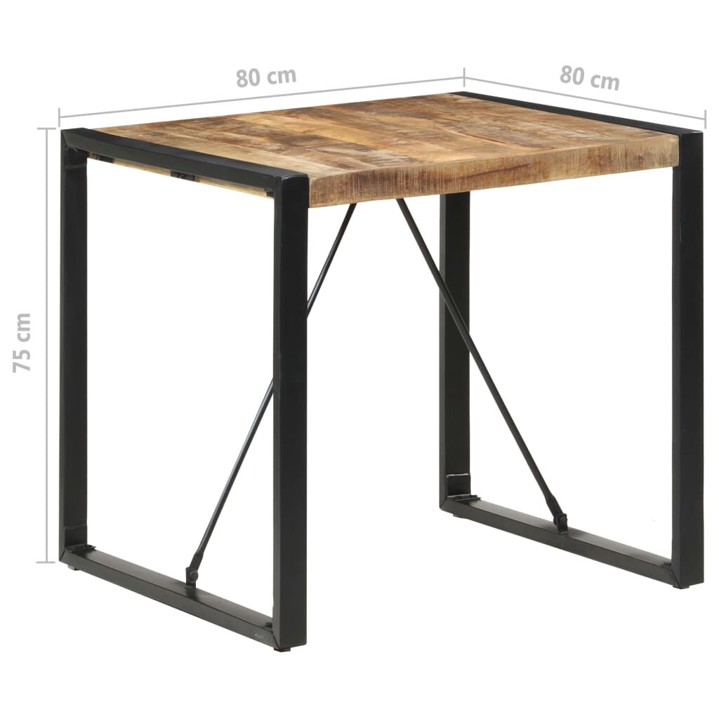 vidaXL Τραπεζαρία 80 x 80 x 75 εκ. από Ακατέργαστο Ξύλο Μάνγκο