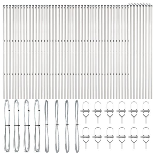 vidaXL Στύλος Περιφράξεων 52 pcs Ασημί 3.2 x 3.2 x 210 εκ Ατσάλι