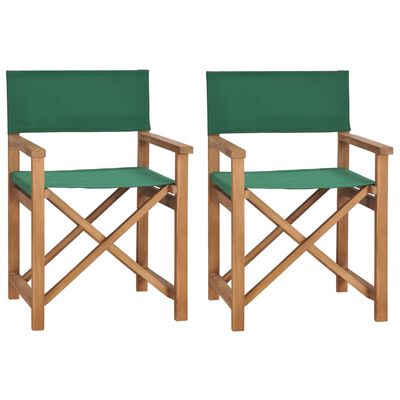 vidaXL Καρέκλες Σκηνοθέτη 2 τεμ. Πράσινες από Μασίφ Ξύλο Teak