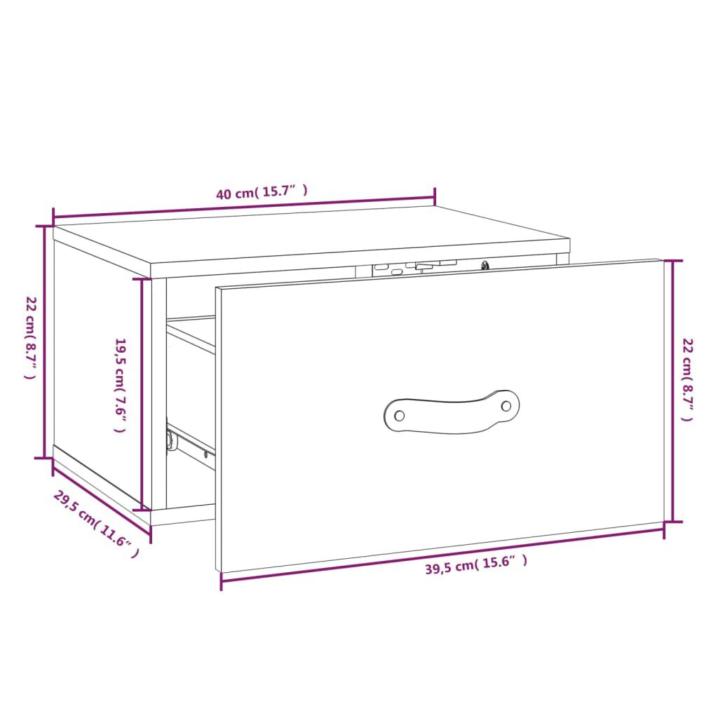 vidaXL Κομοδίνα Επιτοίχια 2 τεμ. Λευκά 40 x 29,5 x 22 εκ.