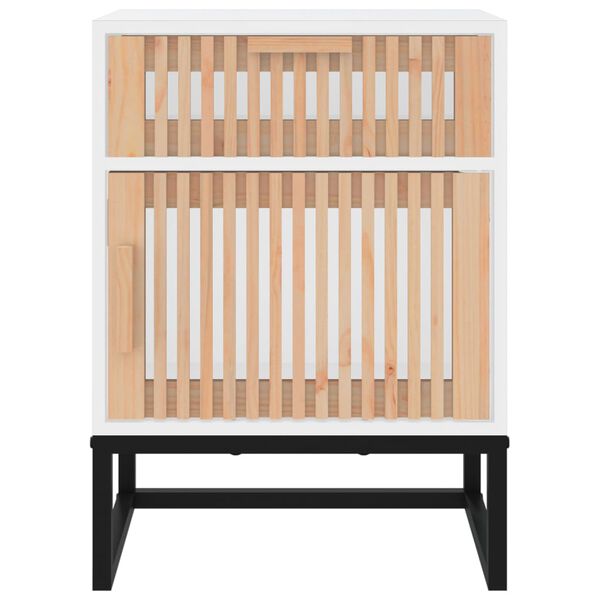 vidaXL Κομοδίνο Λευκό 40x30x55,5 εκ. από Επεξεργασμένο Ξύλο & Σίδερο