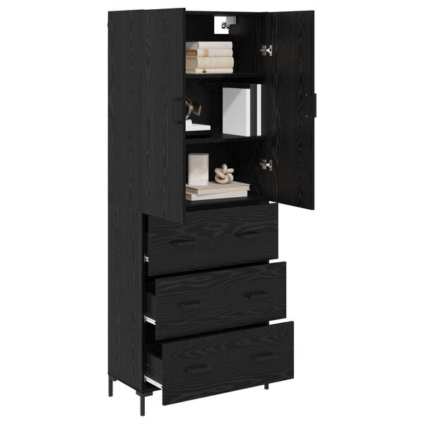 vidaXL Highboard Μαύρη Οξυά 69,5 x 34 x 180 εκ. Επεξεργασμένο ξύλο