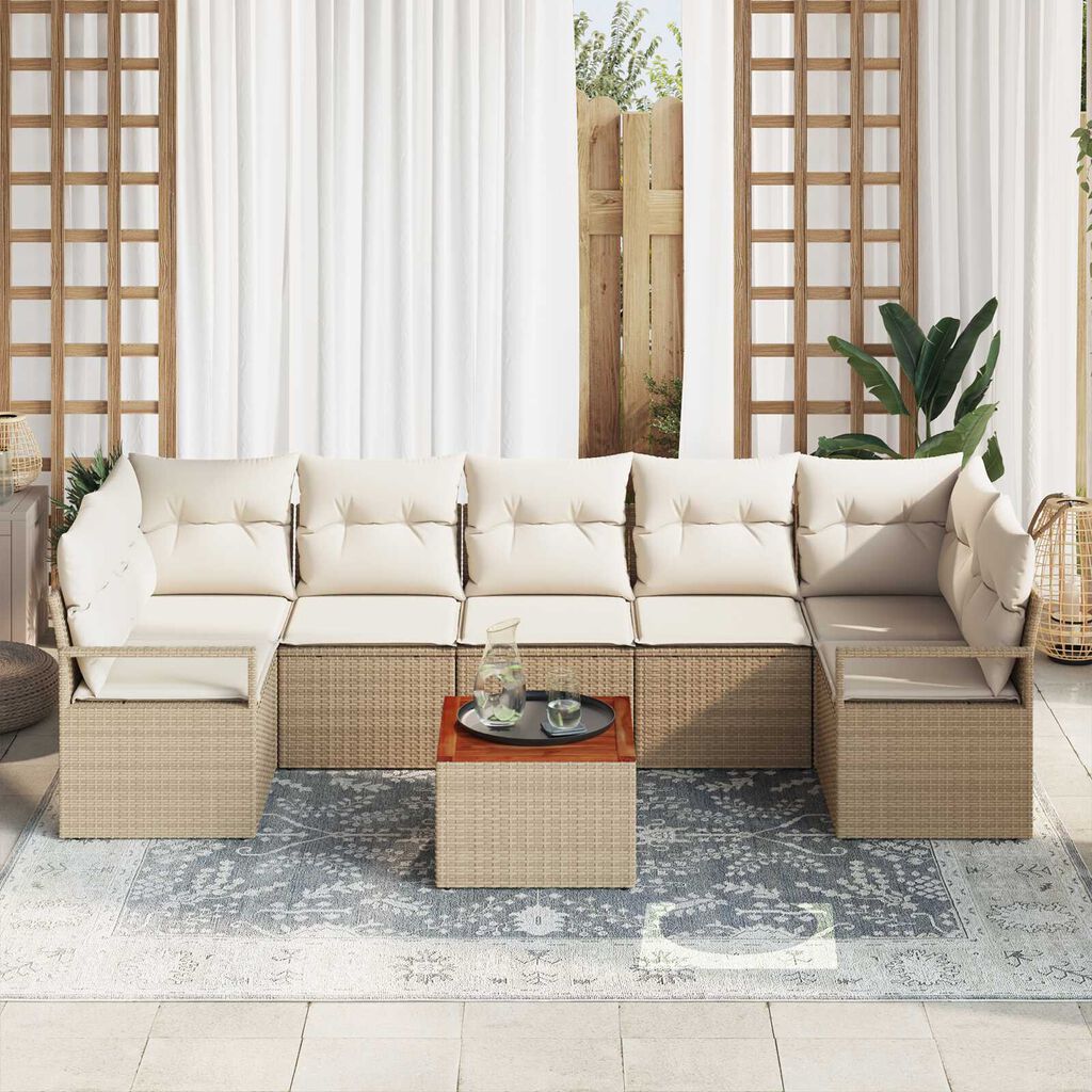 vidaXL Σετ Καναπέ Κήπου 8 pcs Μπεζ και λευκό