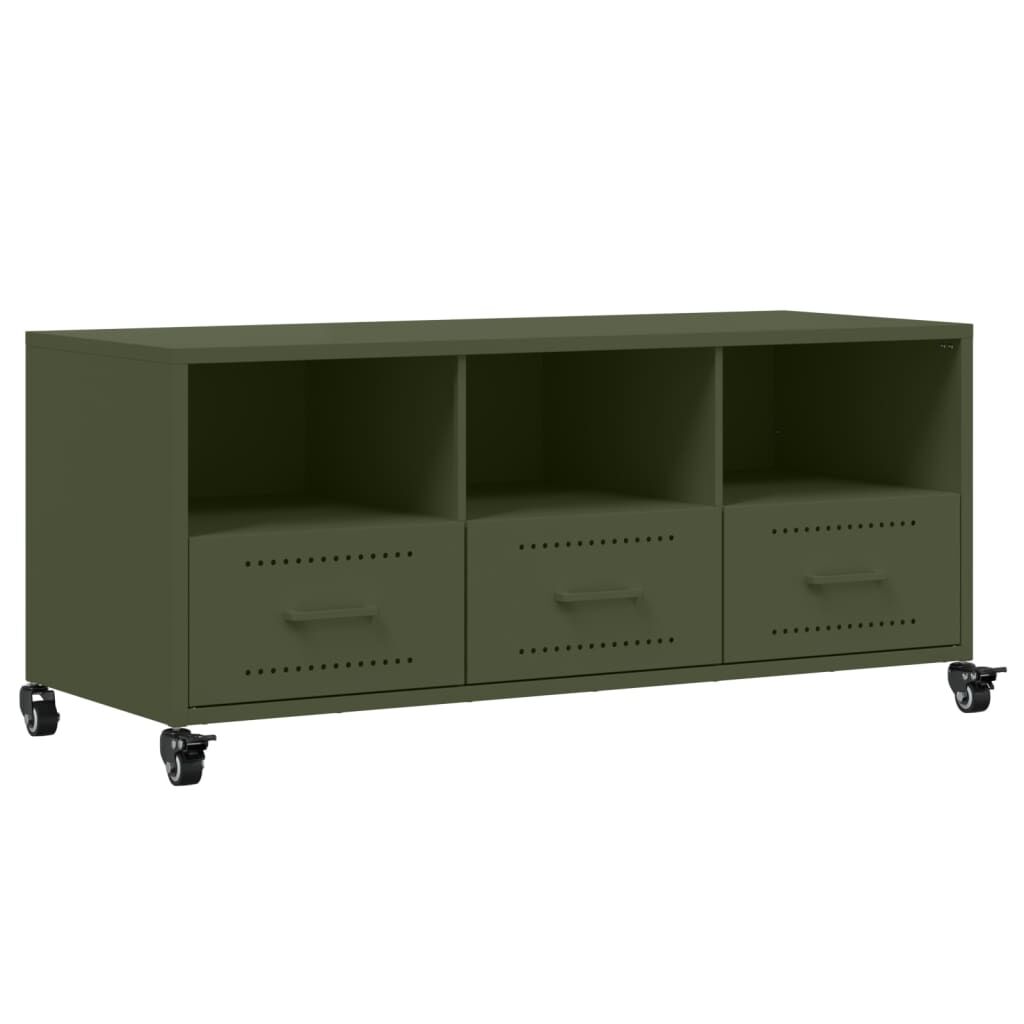 vidaXL Έπιπλο Τηλεόρασης Πράσινο Λαδί 100,5x39x43,5 εκ. από Ατσάλι