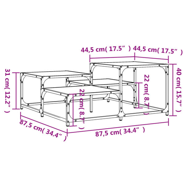vidaXL Τραπεζάκι Σαλονιού Καπνιστή Δρυς 87,5x87,5x40 εκ. Επεξεργ. Ξύλο