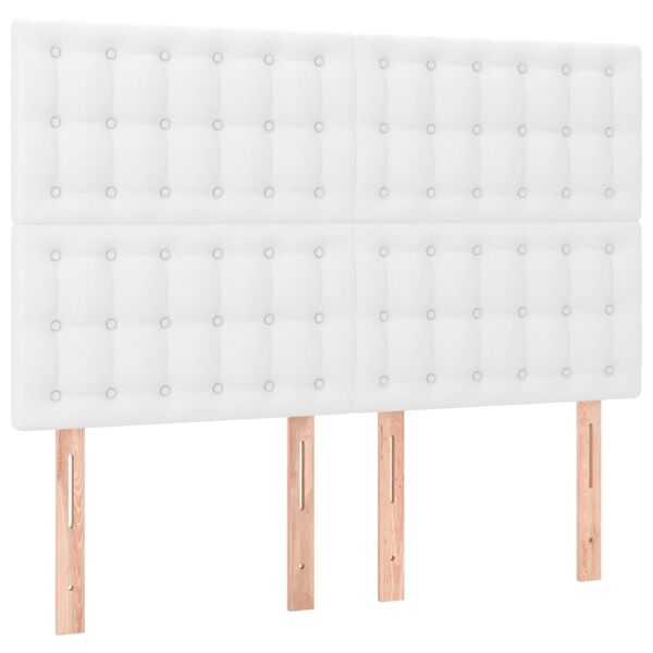 vidaXL Κρεβάτι Boxspring με Στρώμα & LED Λευκό 140x200 εκ. Συνθ. Δέρμα