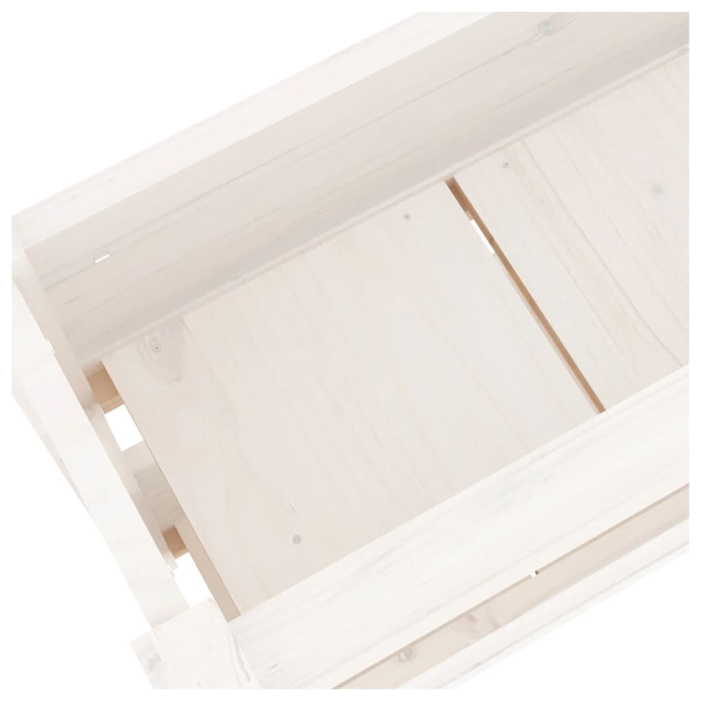 vidaXL Ζαρντινιέρα Λευκή 77 x 25 x 66 εκ. από Μασίφ Ξύλο Πεύκου