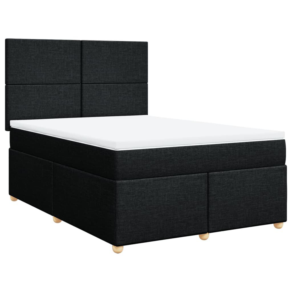 vidaXL Κρεβάτι Boxspring με Στρώμα Μαύρο 140x190 εκ. Υφασμάτινο