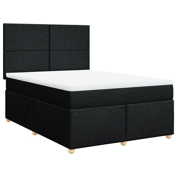 vidaXL Κρεβάτι Boxspring με Στρώμα Μαύρο 140x190 εκ. Υφασμάτινο