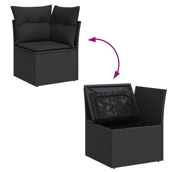 vidaXL Σετ Καναπέ Κήπου 7 pcs Μαύρο