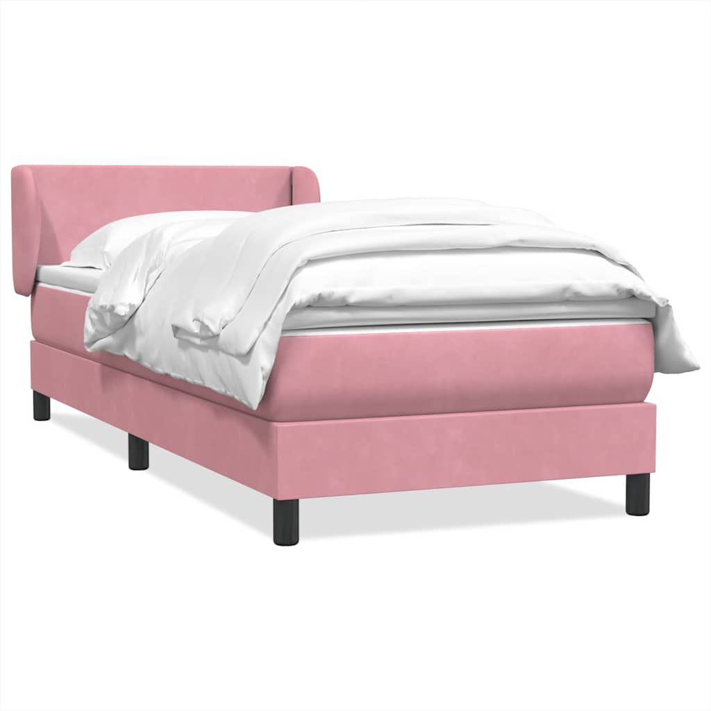 vidaXL Box Spring κρεβάτι με στρώμα ροζ 100x220 cm Βελούδινο