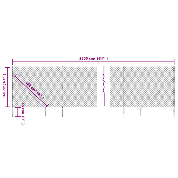 vidaXL Συρματόπλεγμα Περίφραξης Πράσινο 1,6 x 25 μ. με Καρφωτές Βάσεις