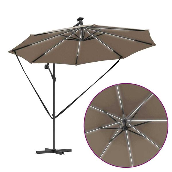 vidaXL Ομπρέλα Cantilever Banana Taupe 294 x 294 x 248 cm