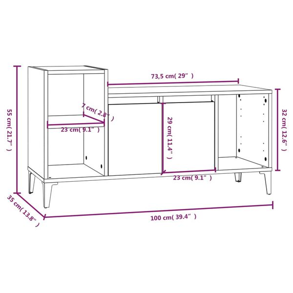 vidaXL Έπιπλο Τηλεόρασης Γυαλ. Λευκό 100x35x55 εκ. Επεξεργασμένο Ξύλο