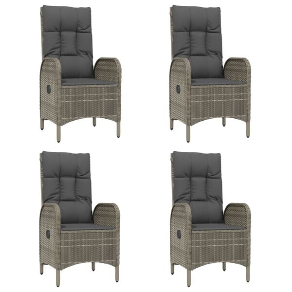 vidaXL Τραπεζαρία Κήπου Σετ 5 τεμ. Μαύρο&Γκρι Συνθ. Ρατάν με Μαξιλάρια