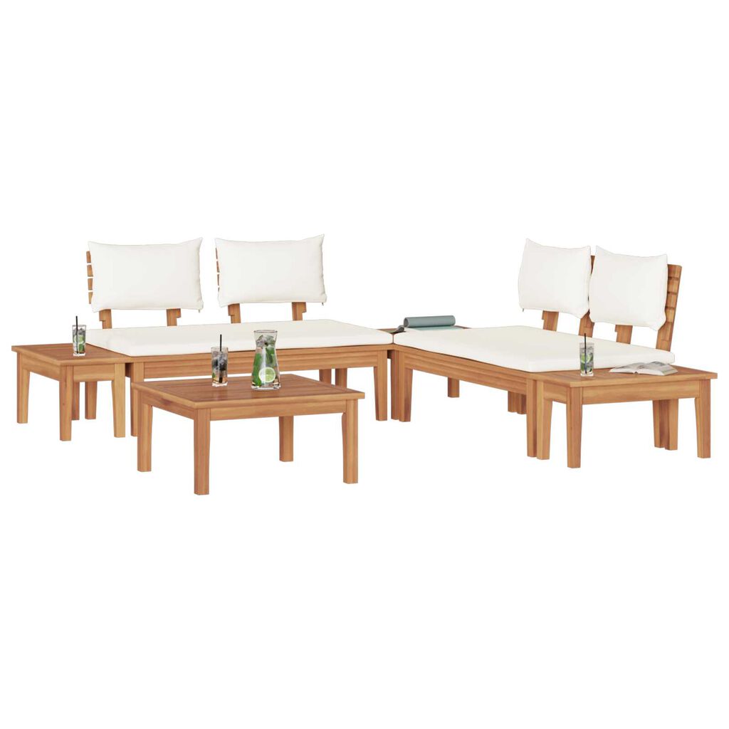 vidaXL Σετ Παγκάκι Κήπου 3 pcs Καφέ και Κρέμα 2 θέσεων Small