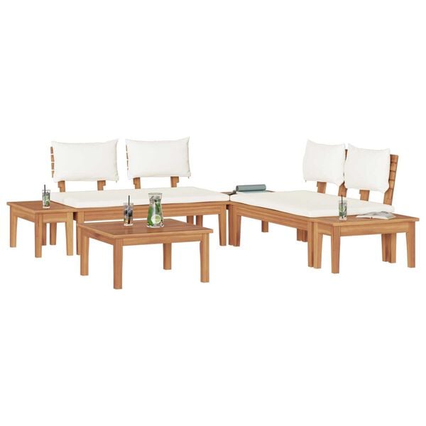 vidaXL Σετ Παγκάκι Κήπου 3 pcs Καφέ και Κρέμα 2 θέσεων Small