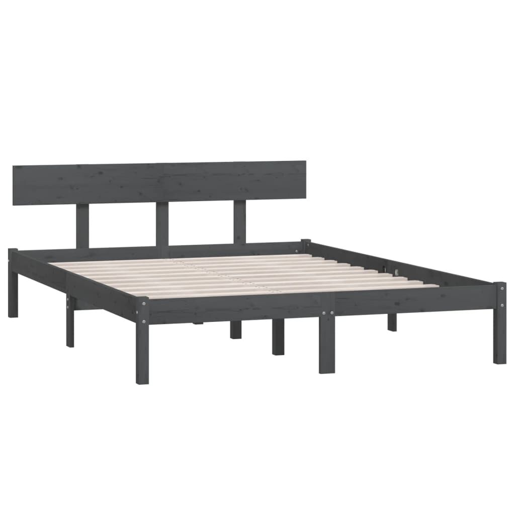 vidaXL Πλαίσιο Κρεβατιού Γκρι 120x190 εκ. Μασίφ Ξύλο Small Double