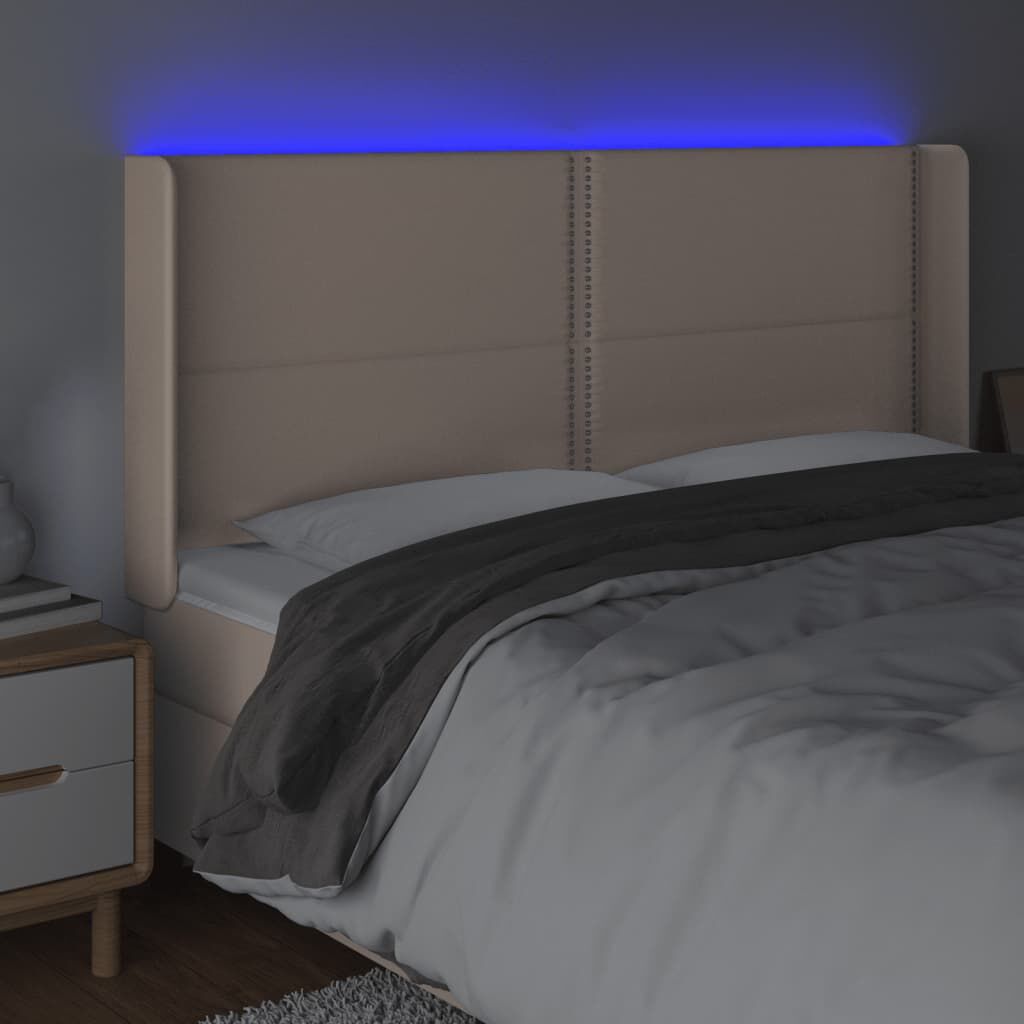 vidaXL Κεφαλάρι Κρεβατιού LED Καπουτσίνο 203x16x118/128 εκ