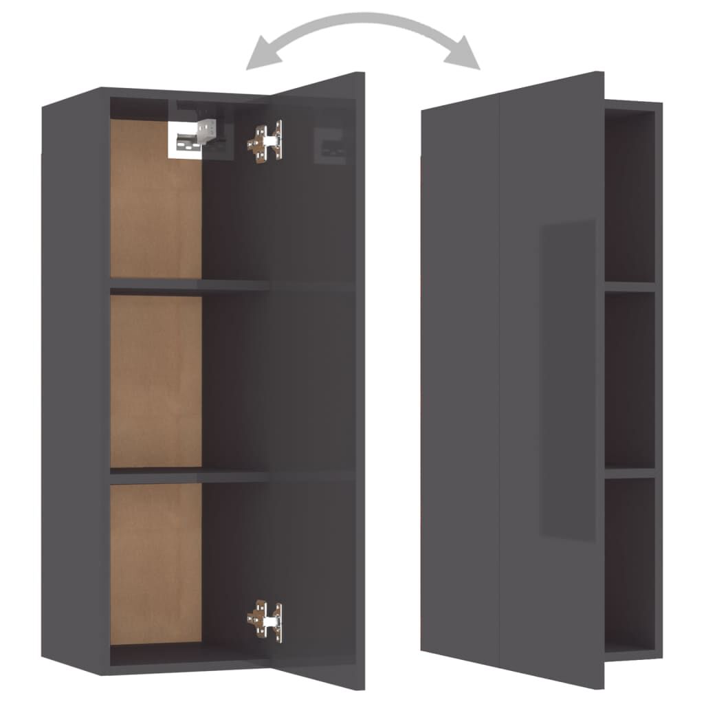 vidaXL Έπιπλο Τηλεόρασης Γυαλιστερό Γκρι 30,5 x 30 x 90εκ. Επεξ. Ξύλο