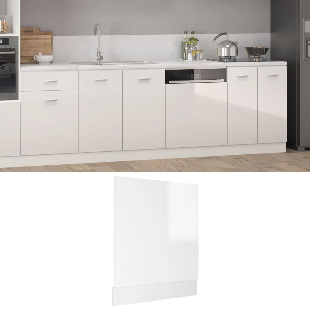 vidaXL Πρόσοψη Πλυντηρίου Πιάτων Lyon Γυαλ. Λευκό 59,5x3x67εκ.
