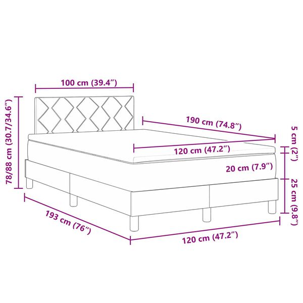 vidaXL Κρεβάτι με Ελατήρια και Στρώμα Μαύρο 120 x 190 cm ύφασμα