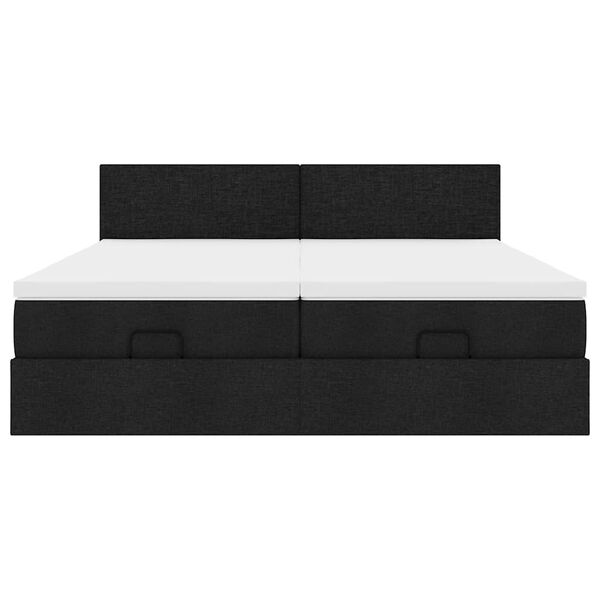 vidaXL Οθωμανικό κρεβάτι με στρώματα Μαύρο 160x200cm Ύφασμα