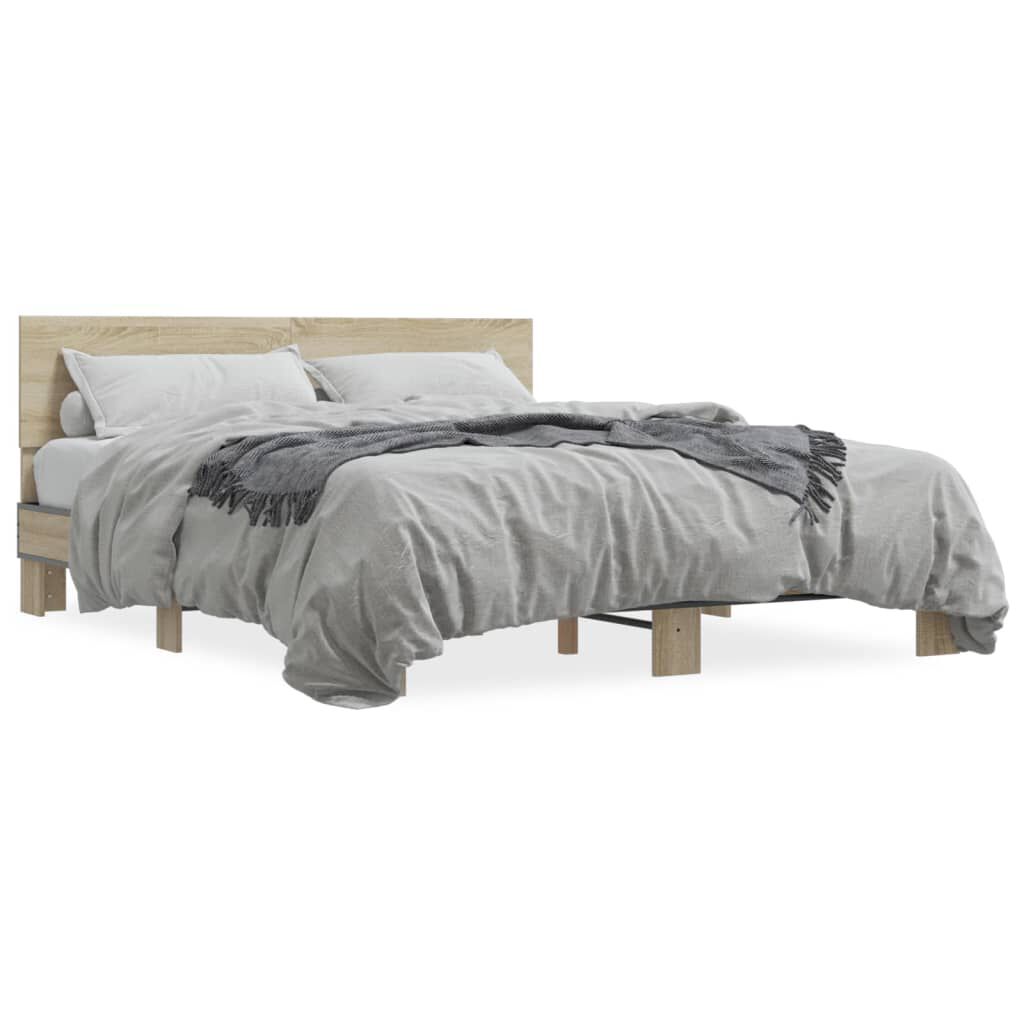 vidaXL Πλαίσιο Κρεβατιού Sonoma Δρυς 160x200 εκ. Επεξ. Ξύλο & Μέταλλο