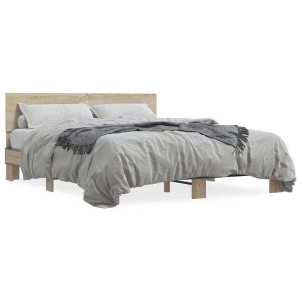 vidaXL Πλαίσιο Κρεβατιού Sonoma Δρυς 160x200 εκ. Επεξ. Ξύλο & Μέταλλο