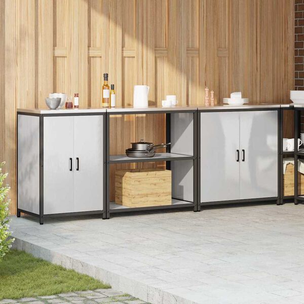 vidaXL &Sigma;&epsilon;&tau; &Alpha;&pi;&omicron;&theta;ή&kappa;&epsilon;&upsilon;&sigma;&eta;&sigmaf; &Kappa;&omicron;&upsilon;&zeta;ί&nu;&alpha;&sigmaf; &mu;&epsilon; &rho;ά&phi;&iota; 3 pcs &Alpha;&sigma;&eta;&mu;ί &Alpha;&nu;&omicron;&xi;&epsilon;ί&delta;&omega;&tau;&omicron; &alpha;&tau;&sigma;ά&lambda;&iota;