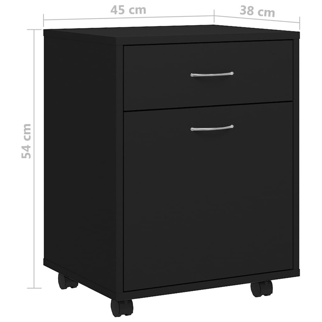 vidaXL Ντουλάπι Τροχήλατο Μαύρο 45 x 38 x 54 εκ. από Επεξ. Ξύλο