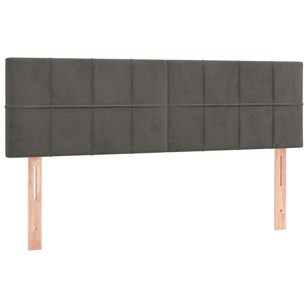 vidaXL Κρεβάτι Boxspring με Στρώμα & LED Σκ. Γκρι 140x200εκ. Βελούδινο
