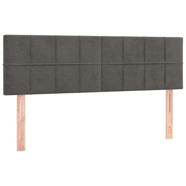 vidaXL Κρεβάτι Boxspring με Στρώμα & LED Σκ. Γκρι 140x200εκ. Βελούδινο