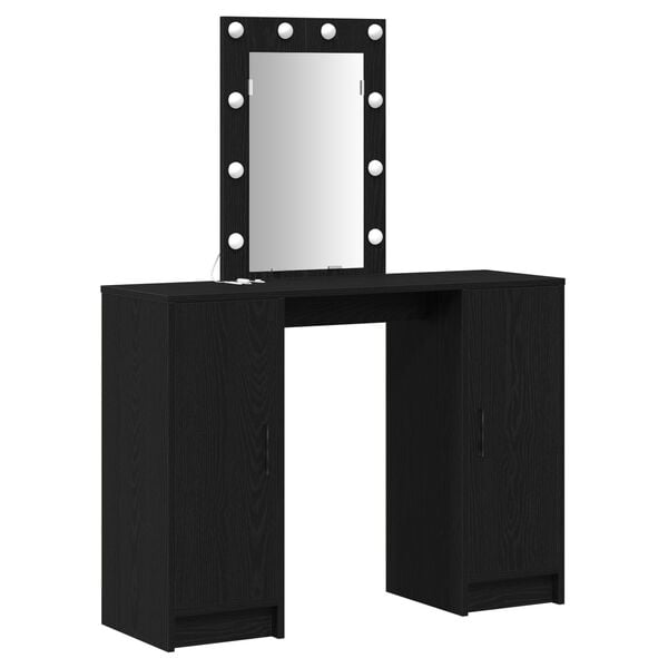 vidaXL Καθρέφτης με LED Φώτα Μαύρη Δρυς 102x33x135 εκ