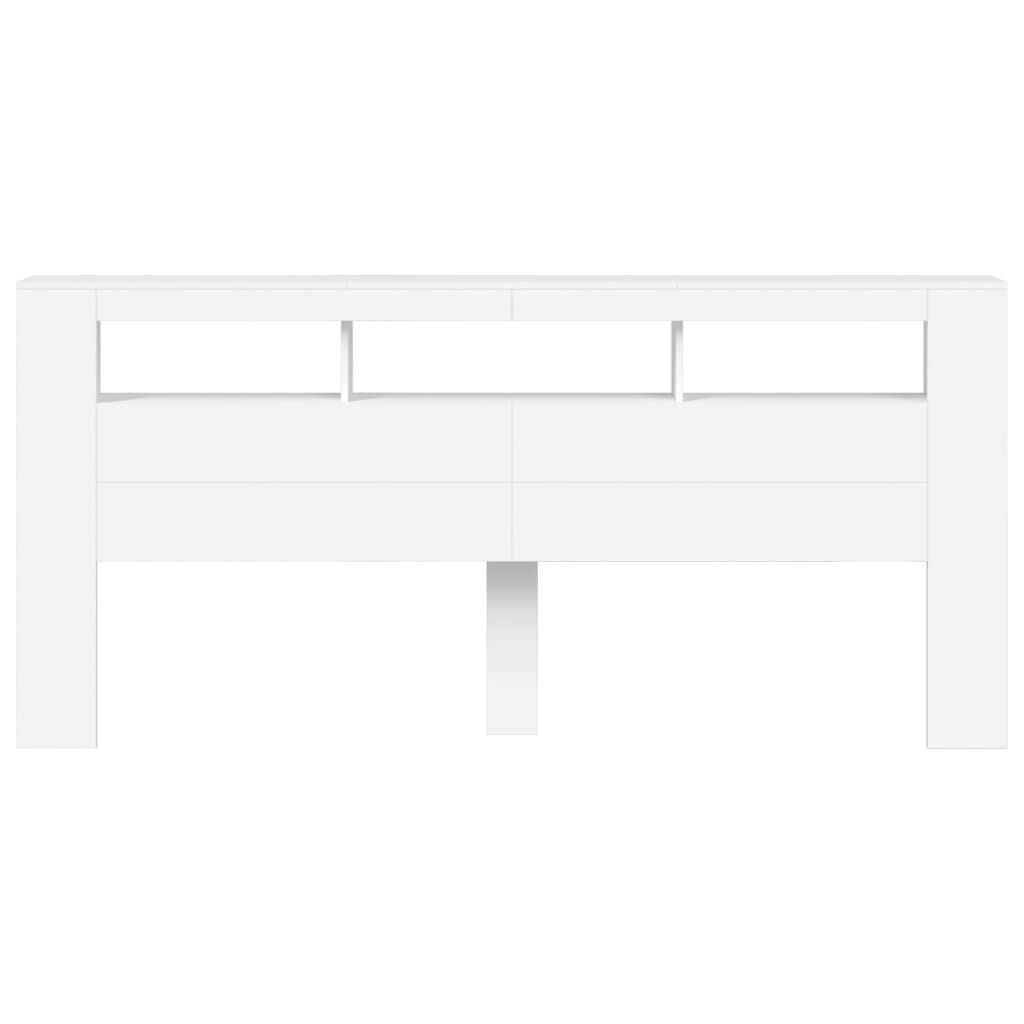 vidaXL Κεφαλάρι Κρεβατιού με LED Λευκό 220x18,5x103,5 εκ Επεξεργ. Ξύλο