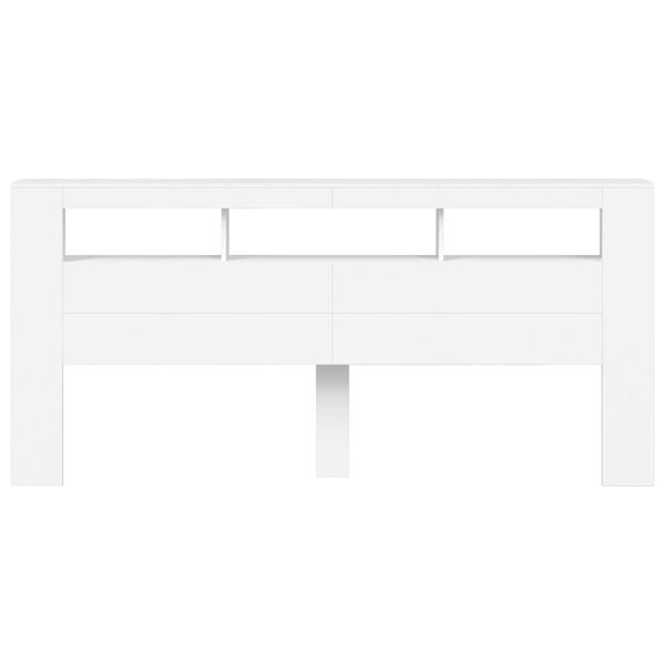 vidaXL Κεφαλάρι Κρεβατιού με LED Λευκό 220x18,5x103,5 εκ Επεξεργ. Ξύλο