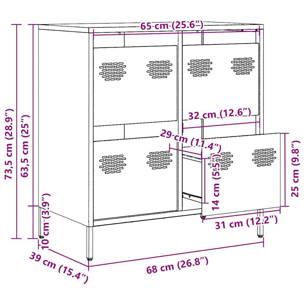 vidaXL Ντουλάπι Λευκό 68x39x73,5 εκ. από Χάλυβα Ψυχρής Έλασης