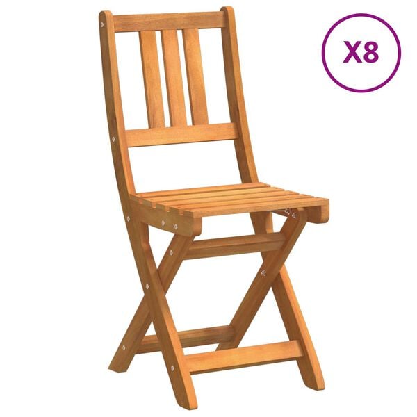 vidaXL Πτυσσόμενες Καρέκλες Κήπου 8 τμχ 36x46x86 εκ Μασίφ ξύλο ακακίας