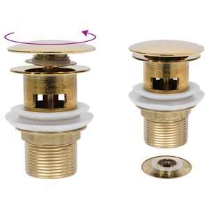 vidaXL Βαλβίδα Νιπτήρα Πατητή με Υπερχείλιση Χρυσή 6,4 x 6,4 x 9,1 εκ.