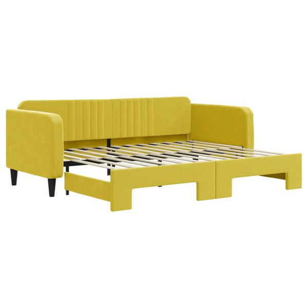 vidaXL Καναπές Κρεβάτι Συρόμενος Κίτρινος 90 x 200 εκ. Βελούδινος