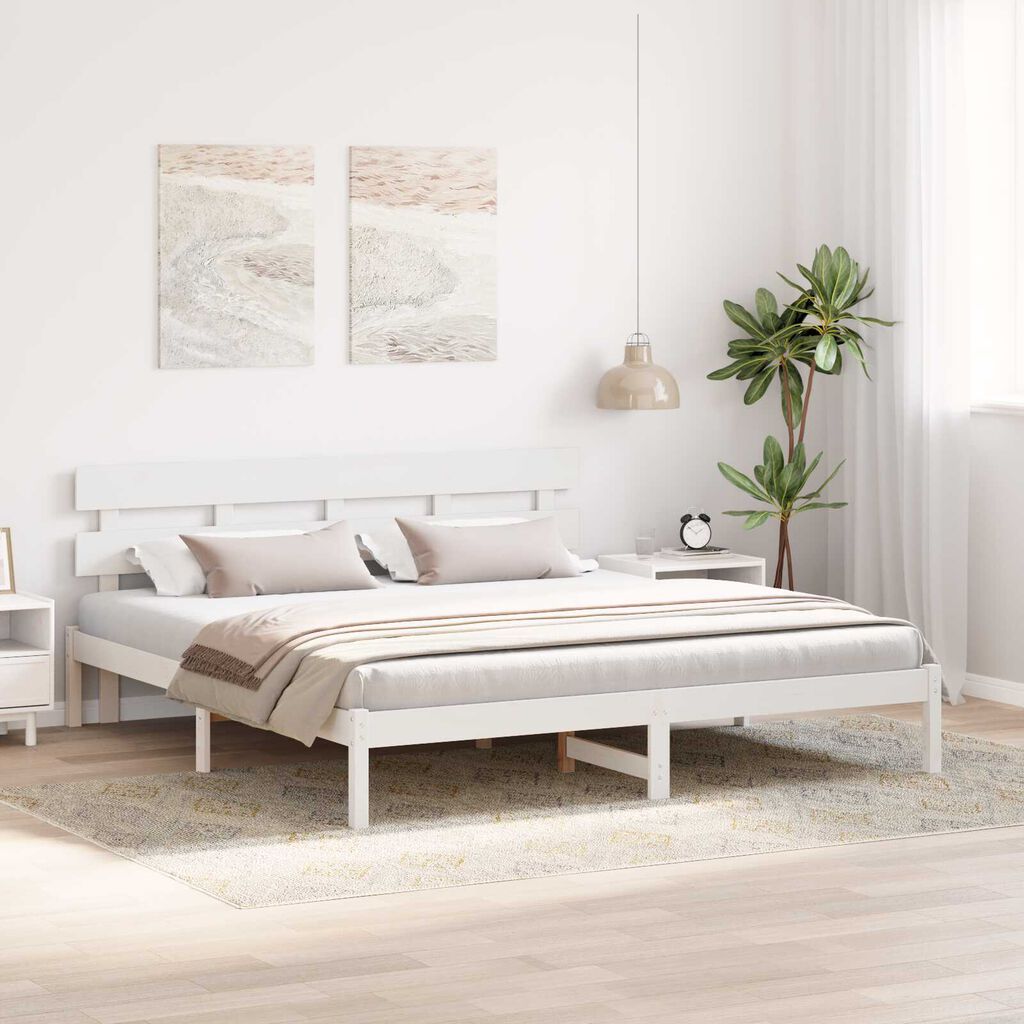 vidaXL Σκελετός Κρεβατιού Λευκό 180 x 200 cm Μασίφ ξύλο πεύκου